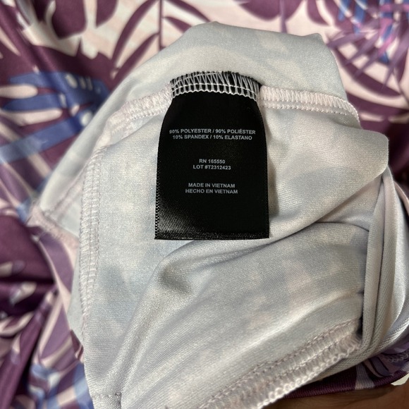 32 Degrees Cool Swim Top Womens XXL Long Sleeve UPF 50 Sun Protect Purple Leaves - Picture 6 of 8